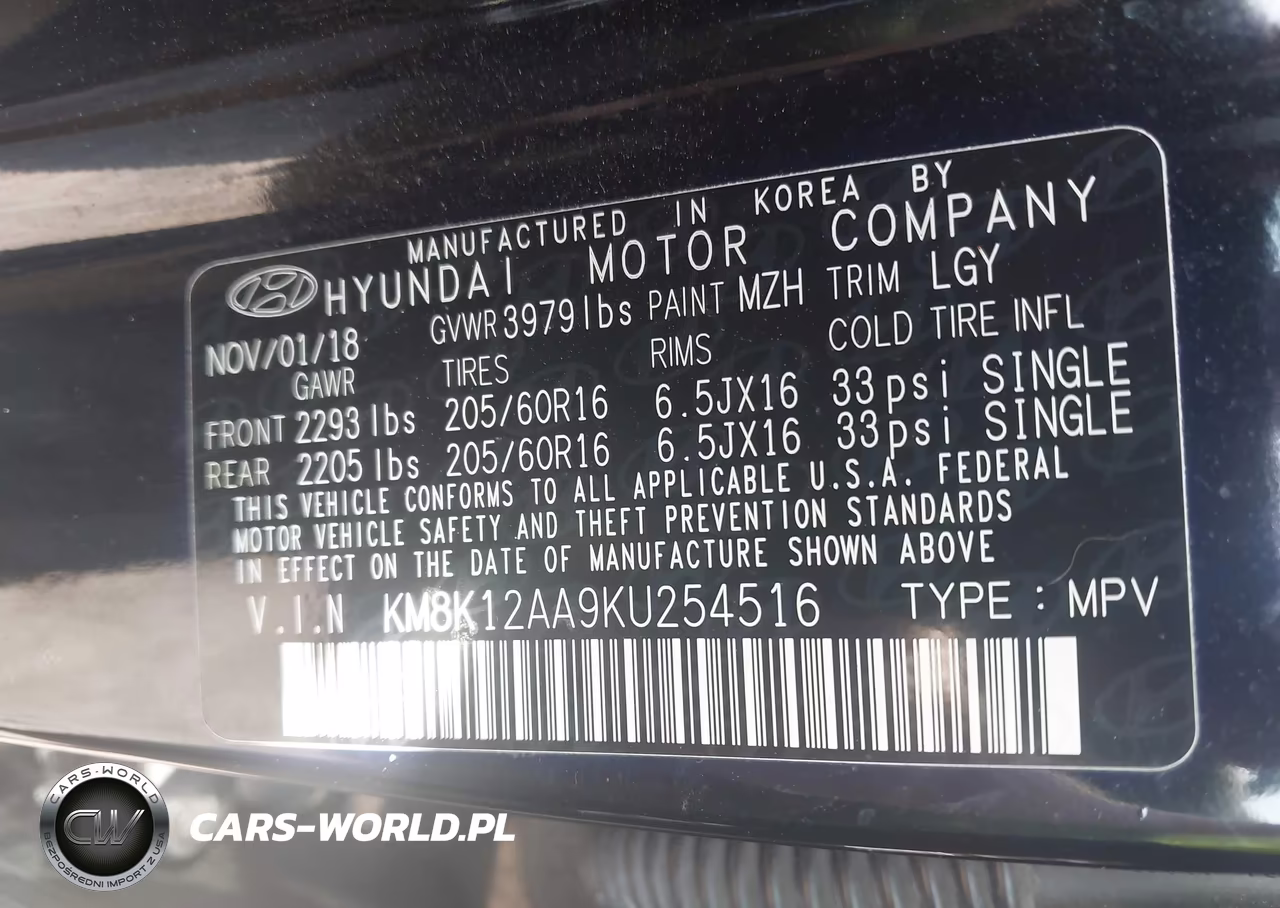 2019 Hyundai Kona Se VIN:KM8K12AA9KU254516 - 9