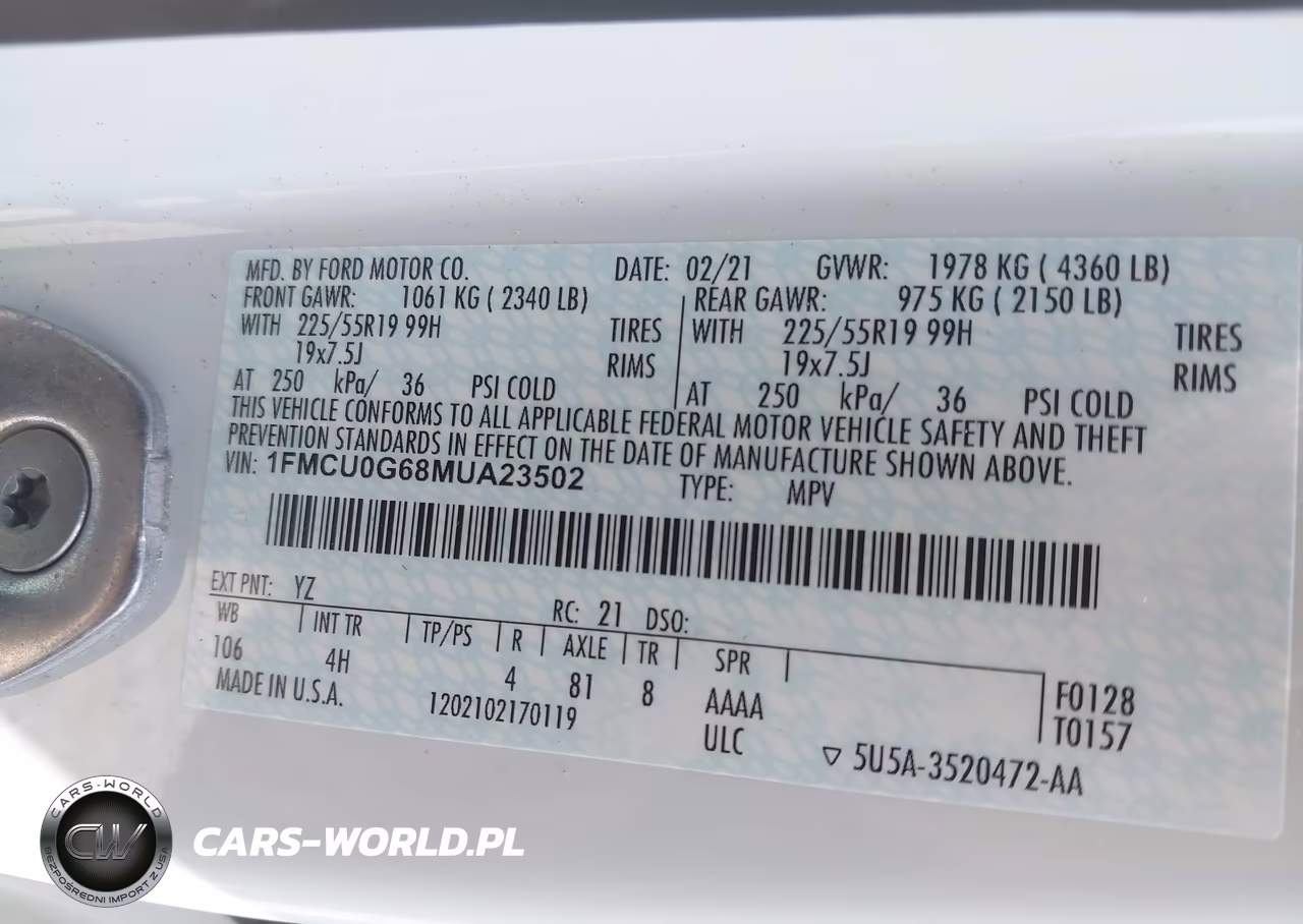 2021 Ford Escape Se VIN:1FMCU0G68MUA23502 - 9