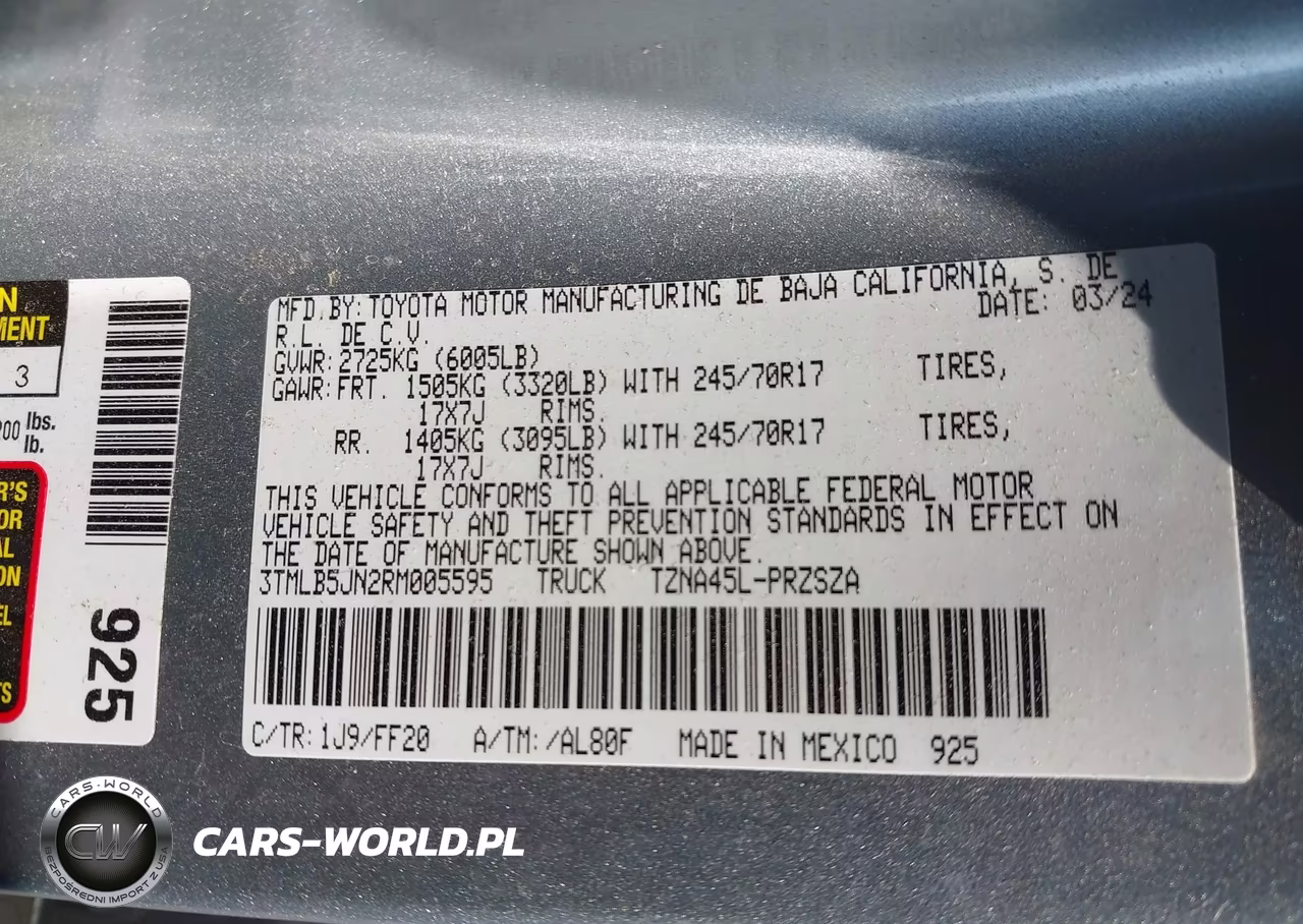 2024 Toyota Tacoma Sr5 VIN:3TMLB5JN2RM005595 - 9