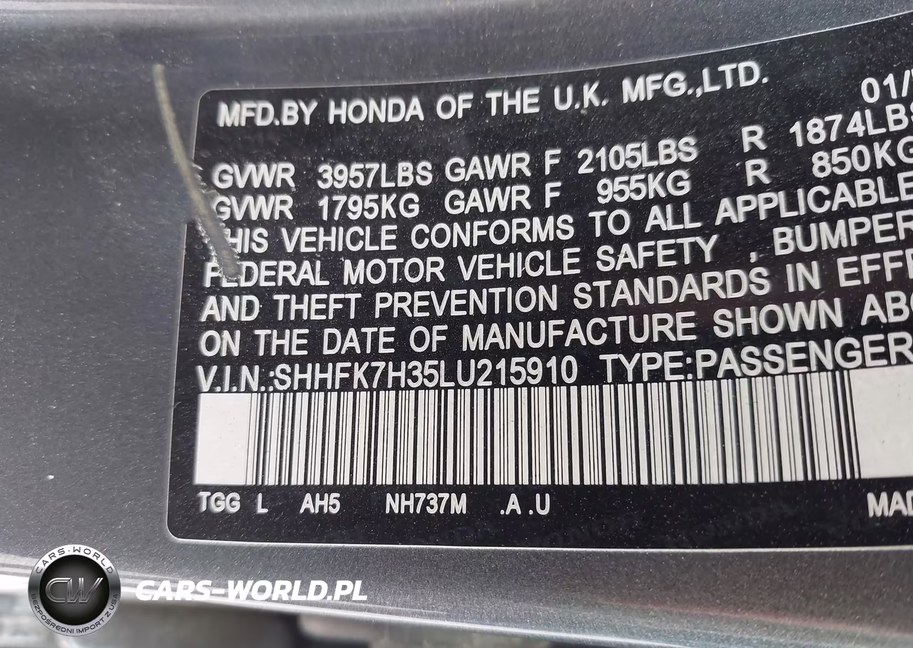2020 Honda Civic Lx VIN:SHHFK7H35LU215910 - 9