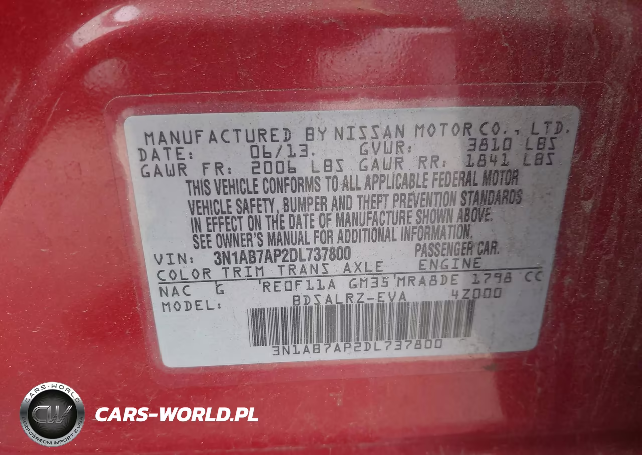2013 Nissan Sentra Sr VIN:3N1AB7AP2DL737800 - 9