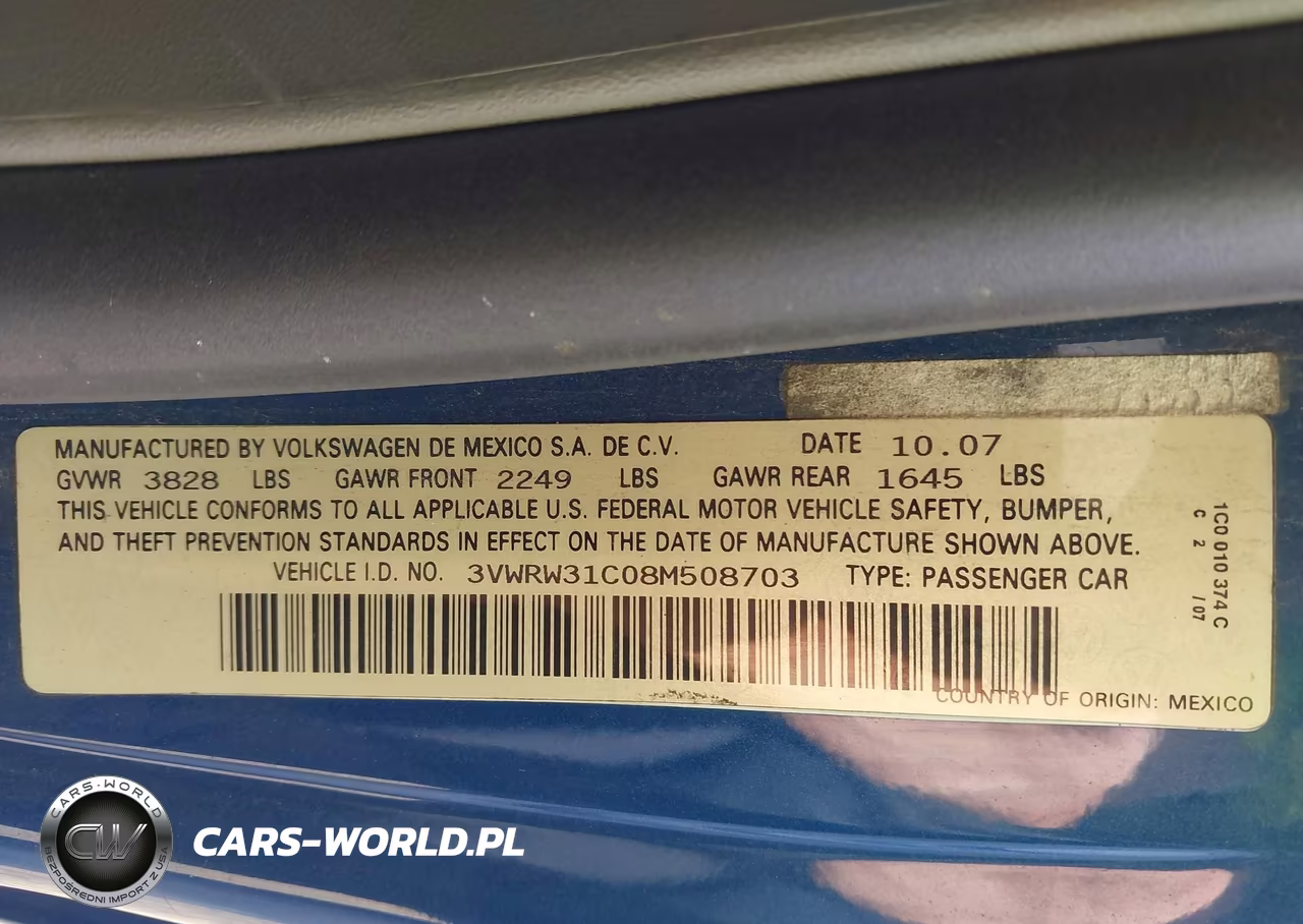 2008 Volkswagen New Beetle S-Se VIN:3VWRW31C08M508703 - 9