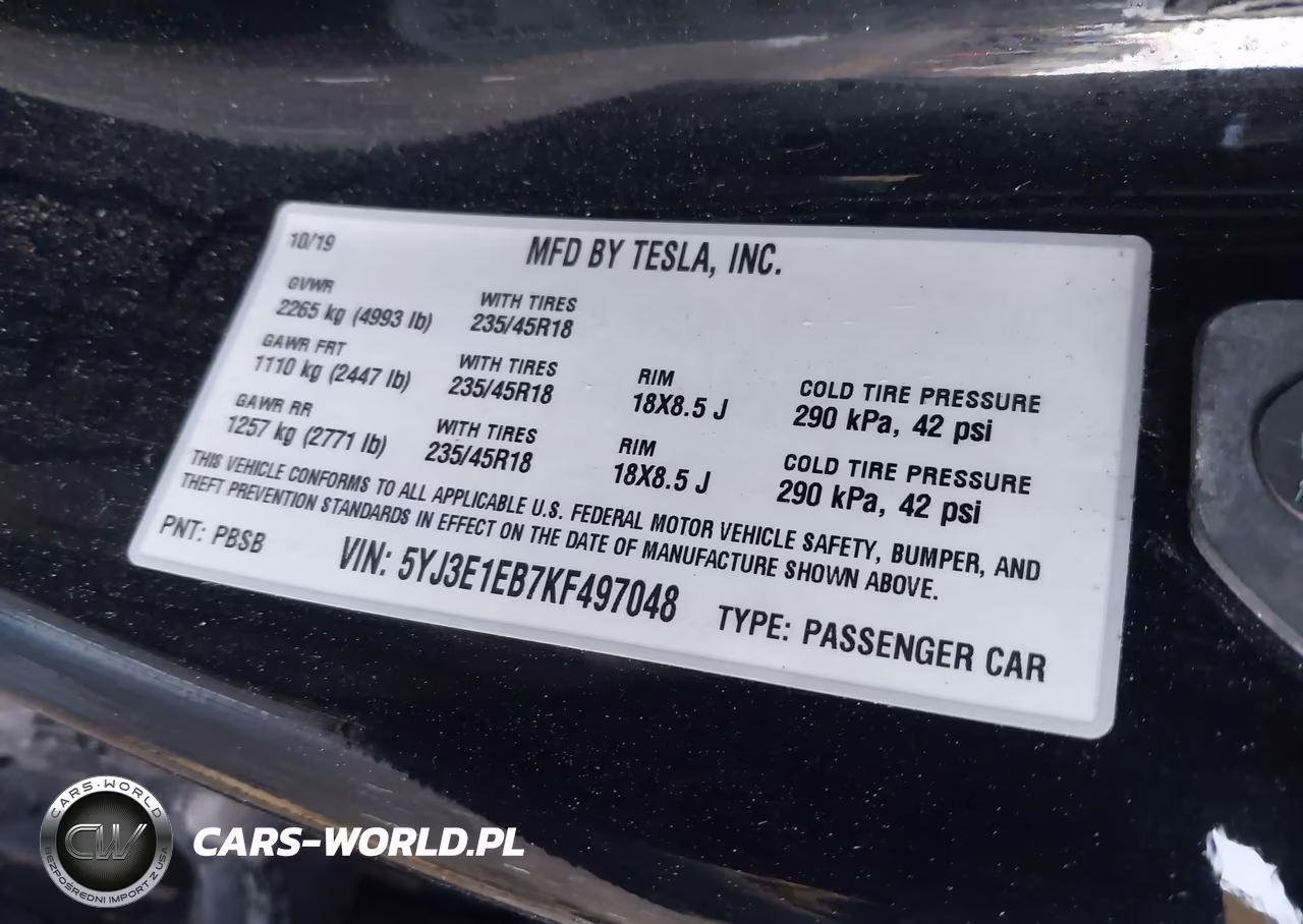 2019 Tesla Model 3 Long Range-Performance VIN:5YJ3E1EB7KF497048 - 9