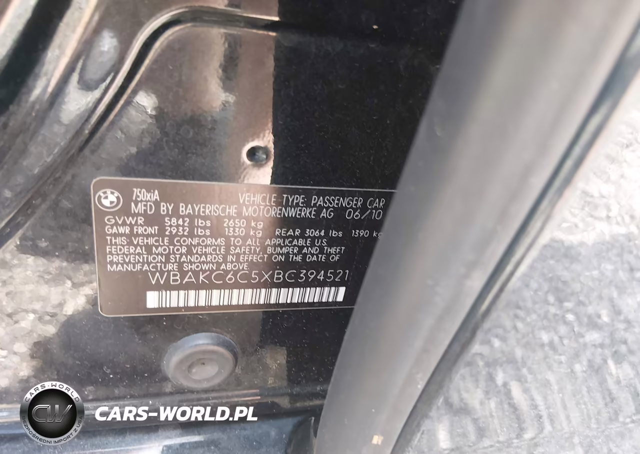 2011 BMW 750I xDrive VIN:WBAKC6C5XBC394521 - 9