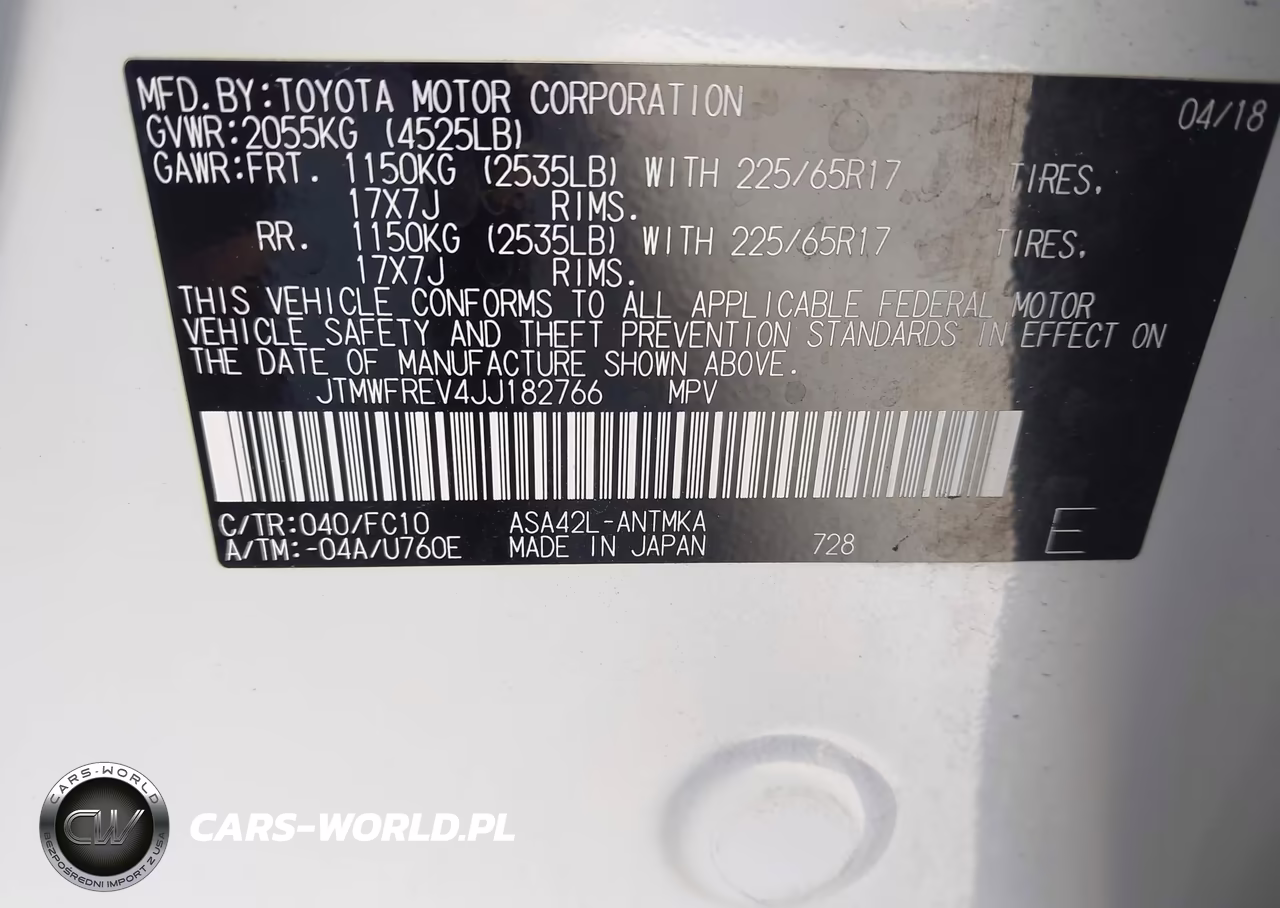 2018 Toyota Rav4 Xle VIN:JTMWFREV4JJ182766 - 9