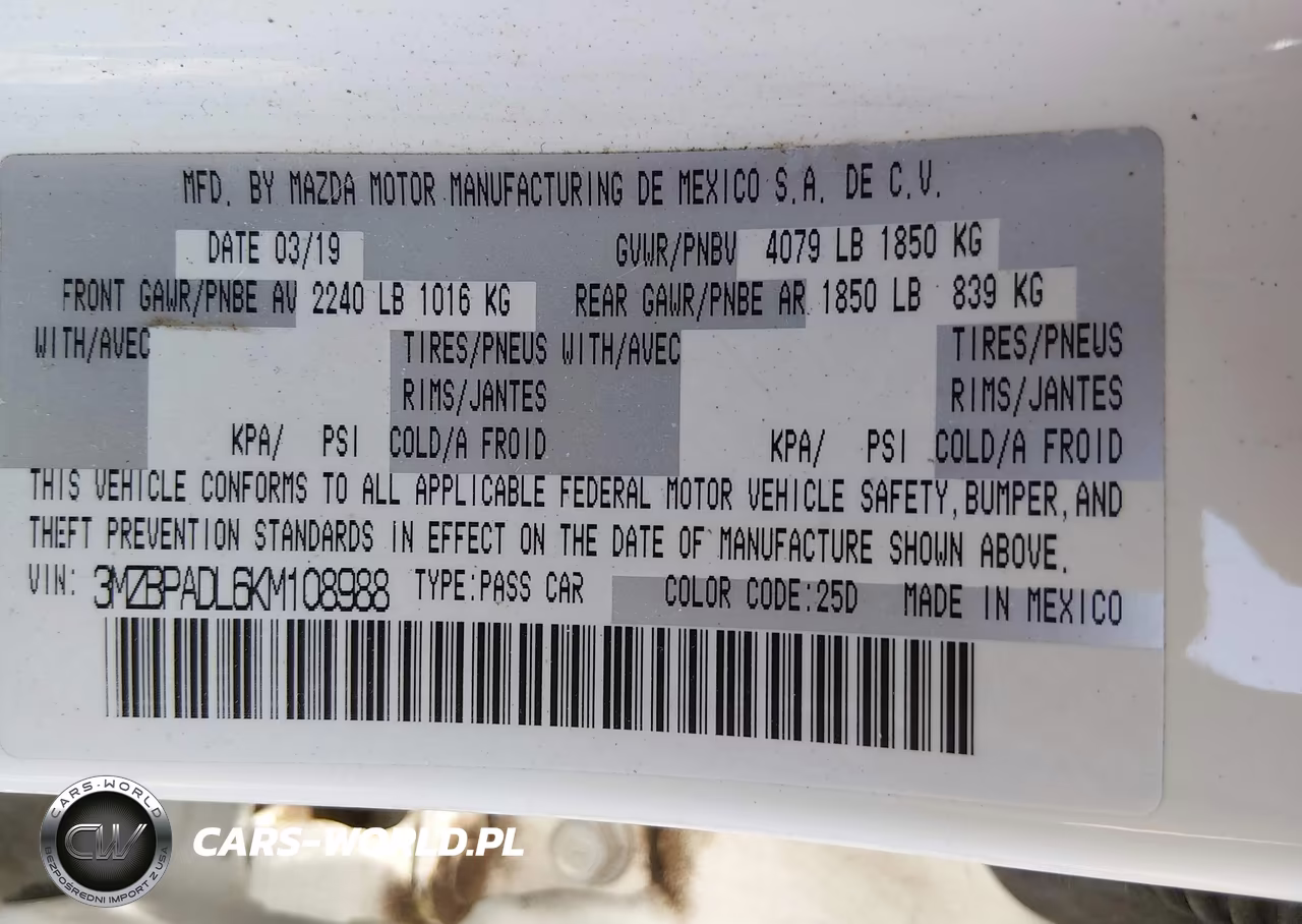 2019 Mazda Mazda3 Preferred Package VIN:3MZBPADL6KM108988 - 9