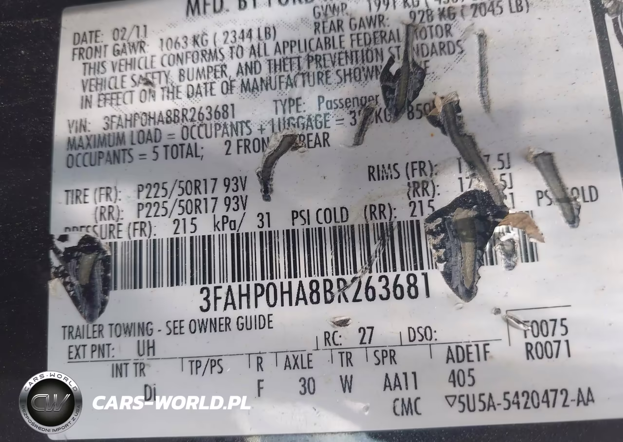 2011 Ford Fusion Se VIN:3FAHP0HA8BR263681 - 9