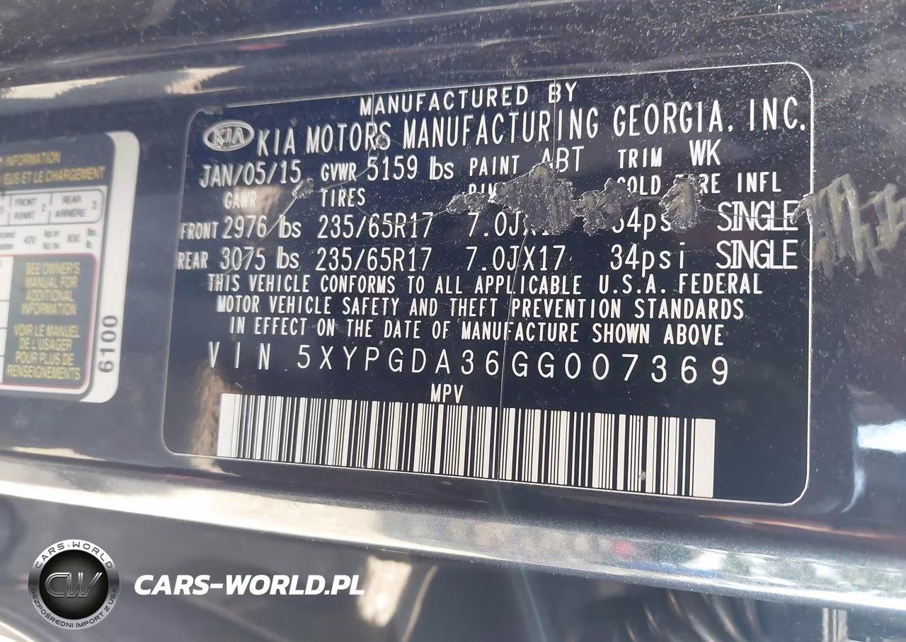 2016 Kia Sorento 2.4L Lx VIN:5XYPGDA36GG007369 - 9