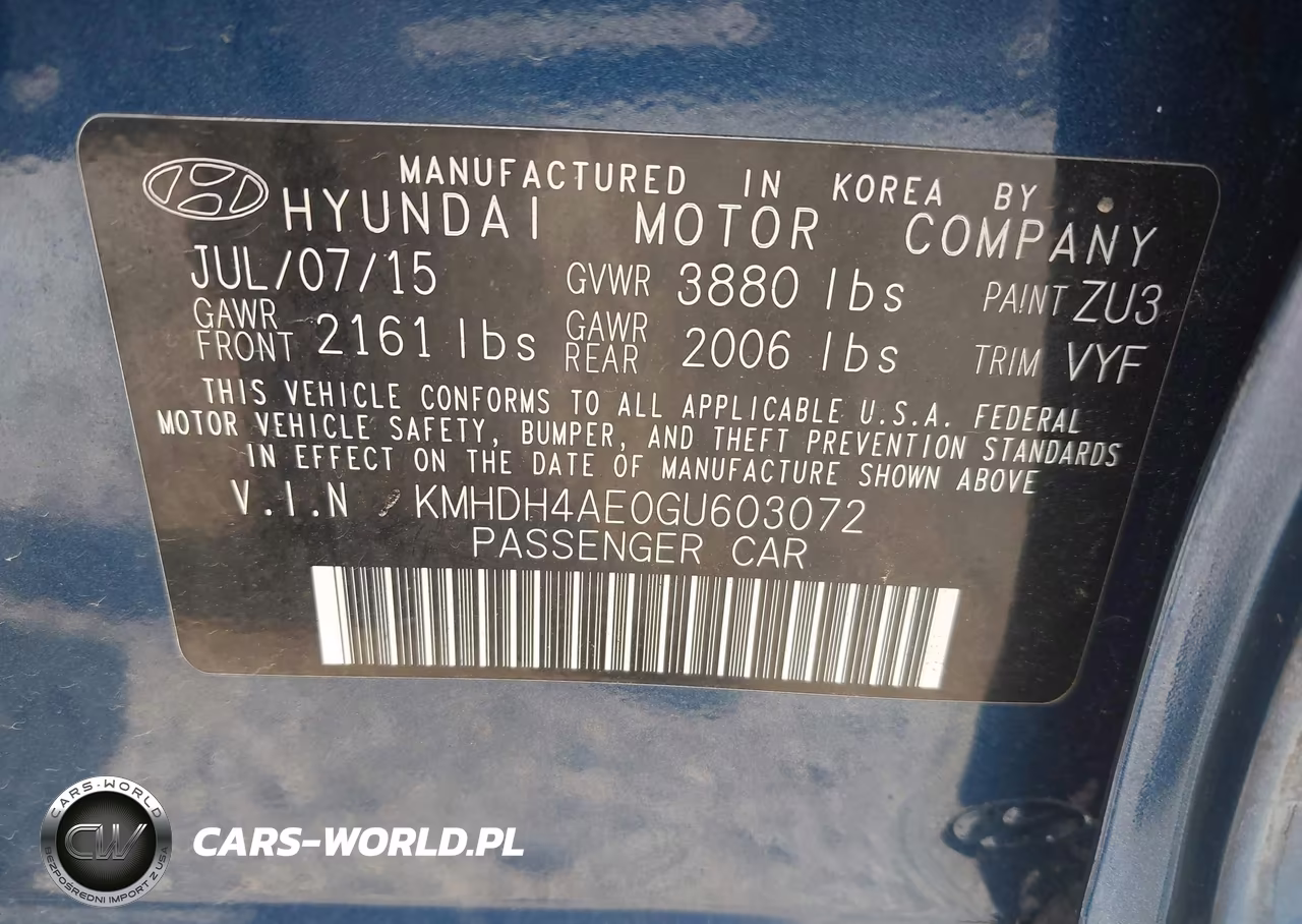 2016 Hyundai Elantra Value Edition VIN:KMHDH4AE0GU603072 - 9