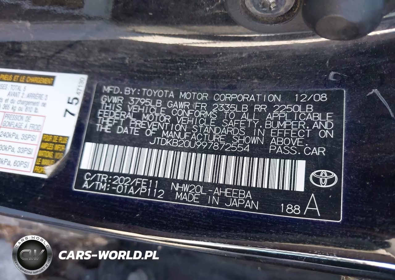 2009 Toyota Prius VIN:JTDKB20U997872554 - 9