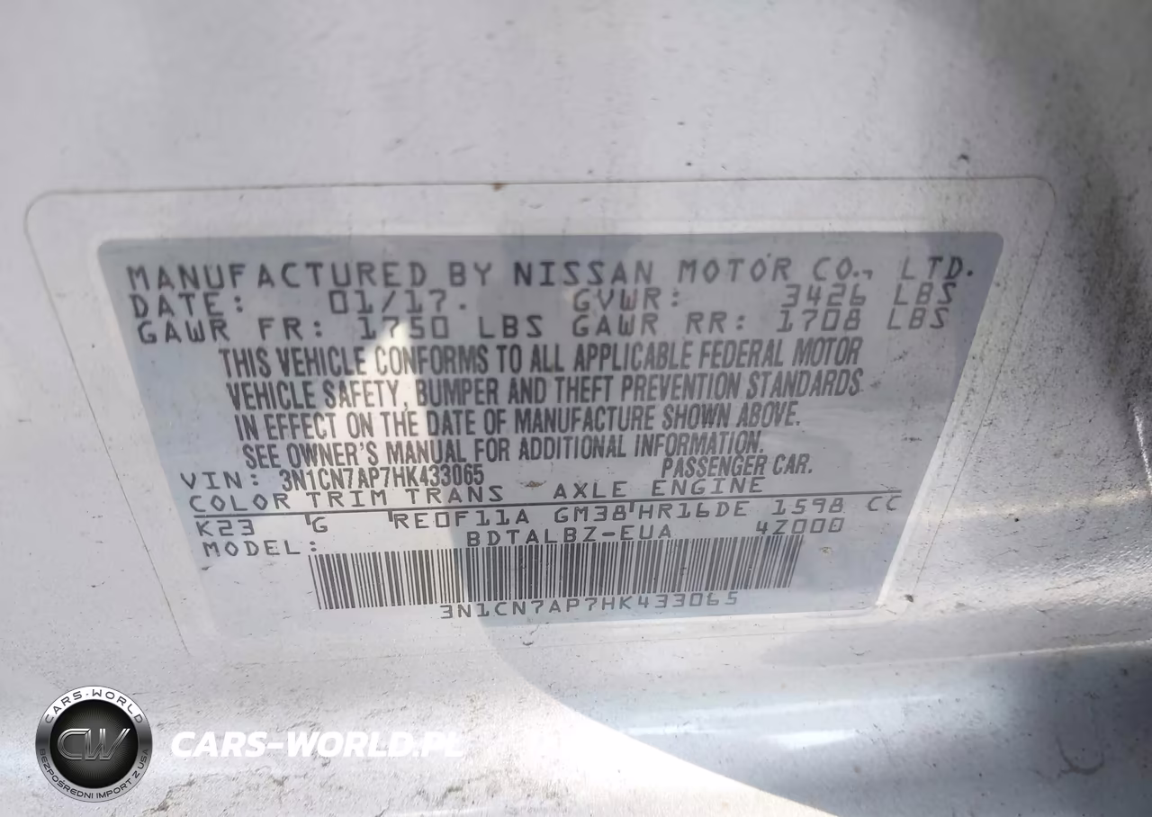 2017 Nissan Versa 1.6 Sv VIN:3N1CN7AP7HK433065 - 9