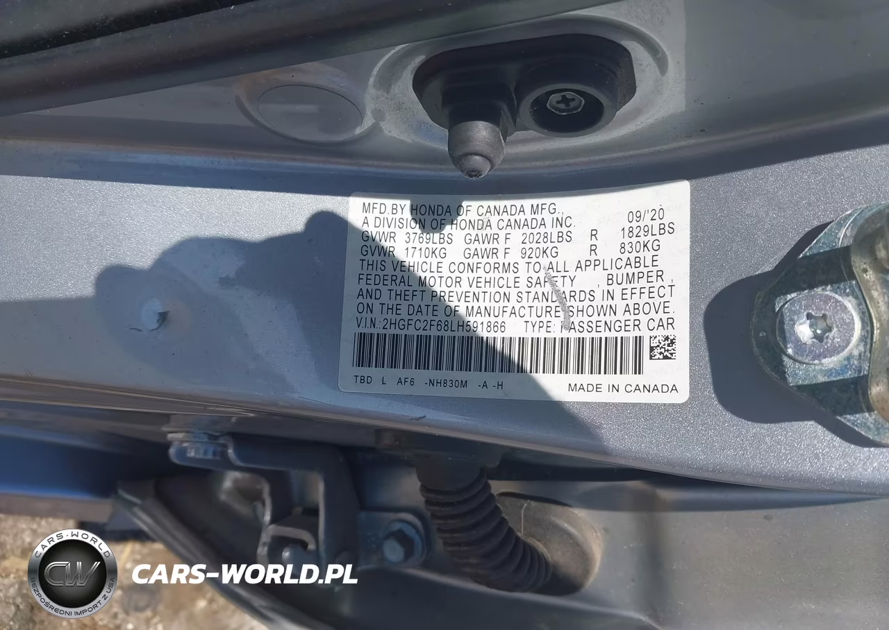 2020 Honda Civic Lx VIN:2HGFC2F68LH591866 - 9