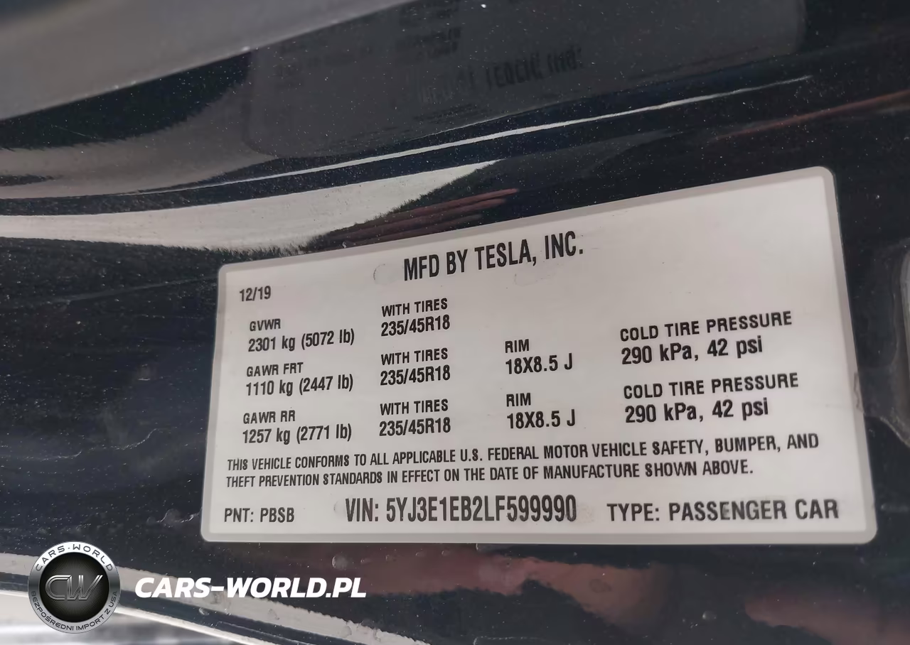 2020 Tesla Model 3 Long Range Dual Motor All-Wheel Drive VIN:5YJ3E1EB2LF599990 - 9
