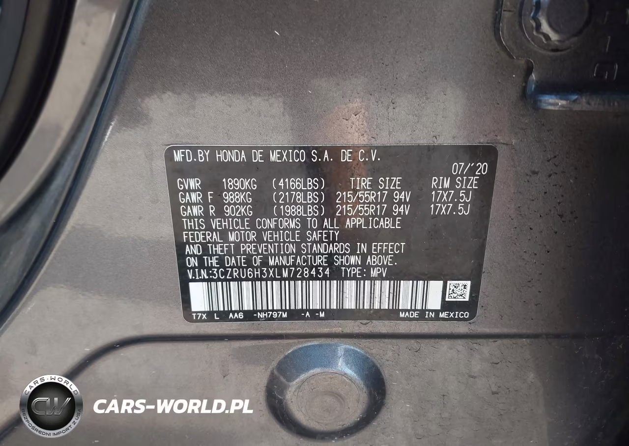 2020 Honda Hr-V Awd Lx VIN:3CZRU6H3XLM728434 - 9
