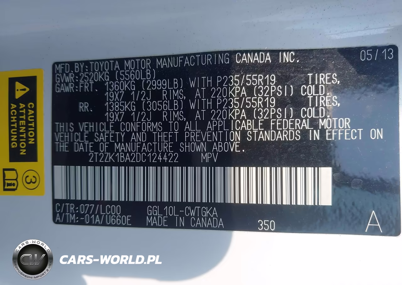 2013 Lexus Rx 350 VIN:2T2ZK1BA2DC124422 - 9
