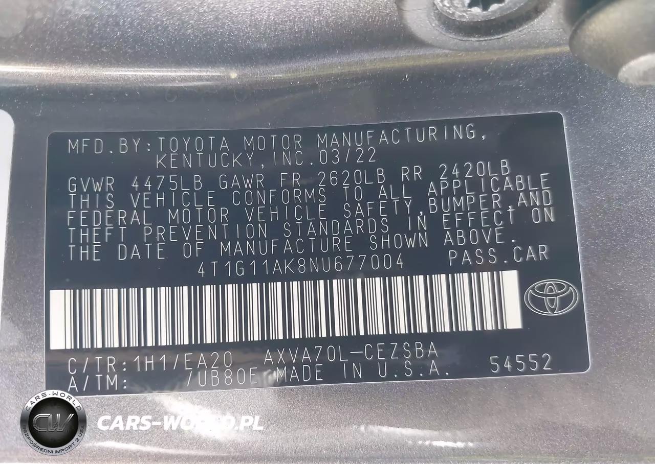 2022 Toyota Camry Se VIN:4T1G11AK8NU677004 - 9