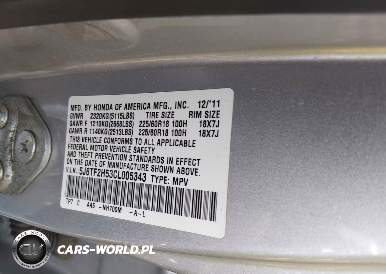 2012 Honda Crosstour Ex-L VIN:5J6TF2H53CL005343 - 9