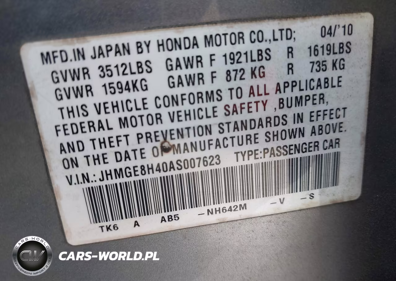 2010 Honda Fit Sport VIN:JHMGE8H40AS007623 - 9