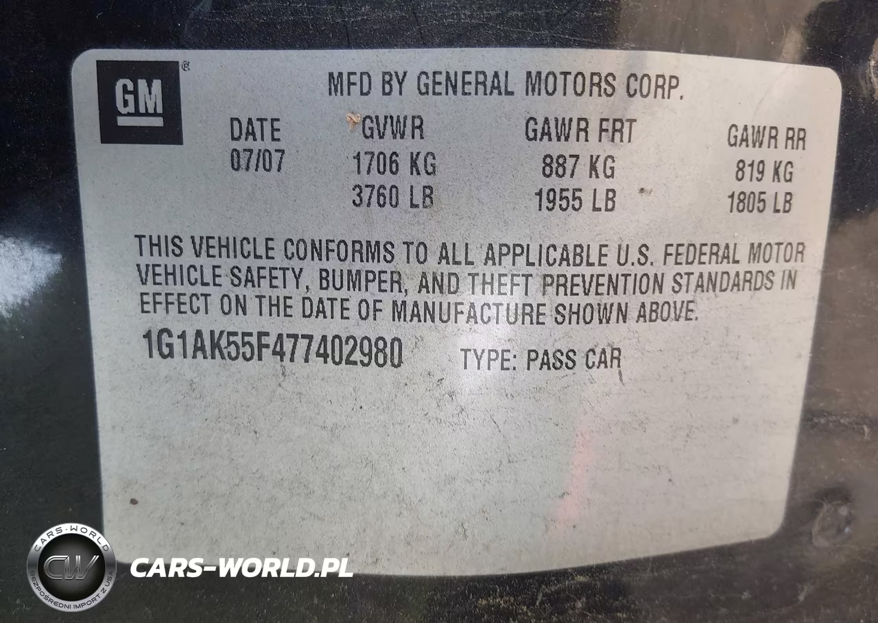 2007 Chevrolet Cobalt Ls VIN:1G1AK55F477402980 - 9