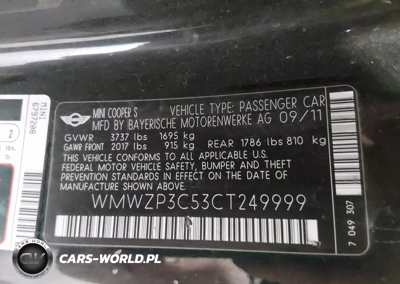2012 Mini Cooper S VIN:WMWZP3C53CT249999 - 9