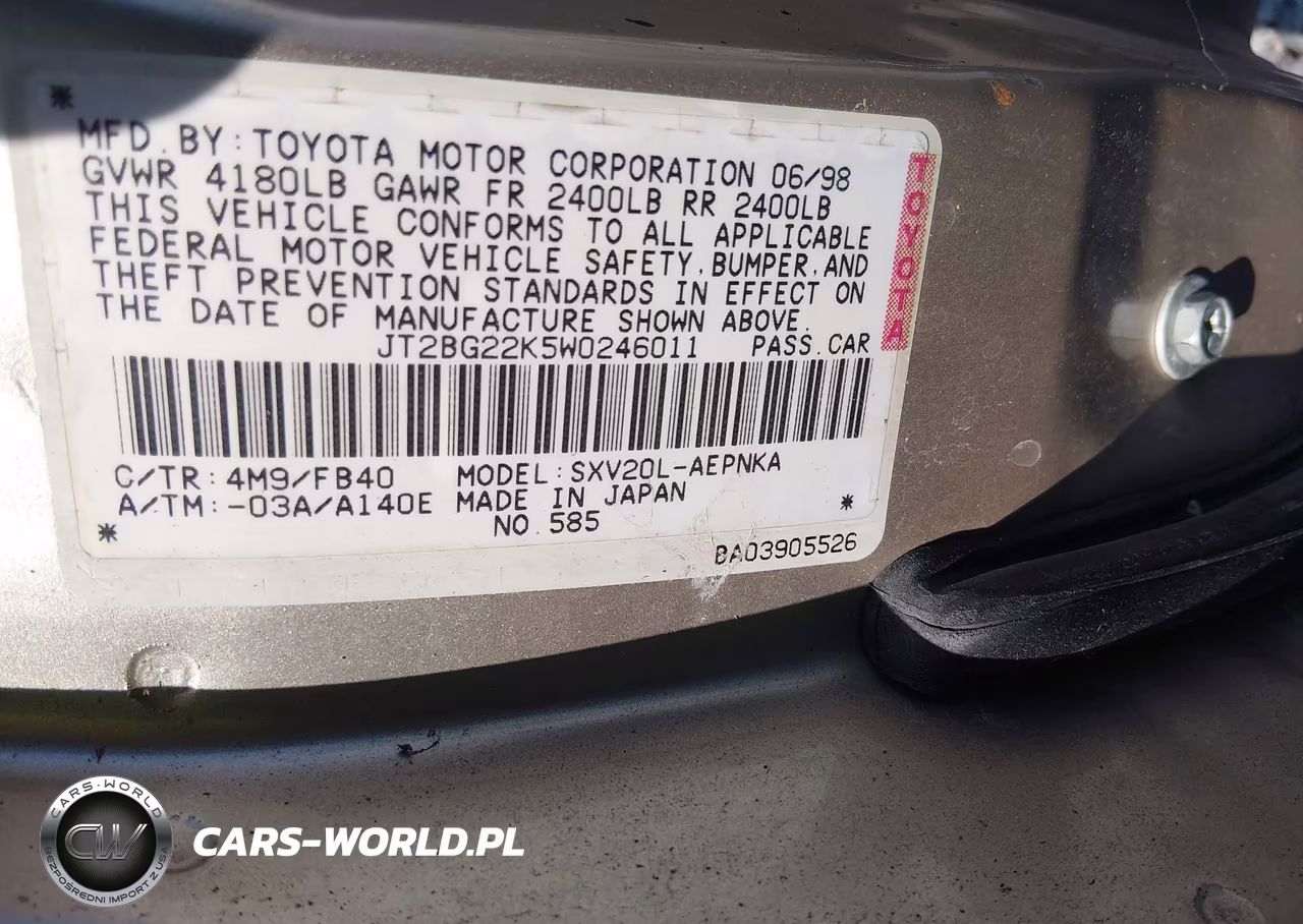 1998 Toyota Camry Le VIN:JT2BG22K5W0246011 - 9