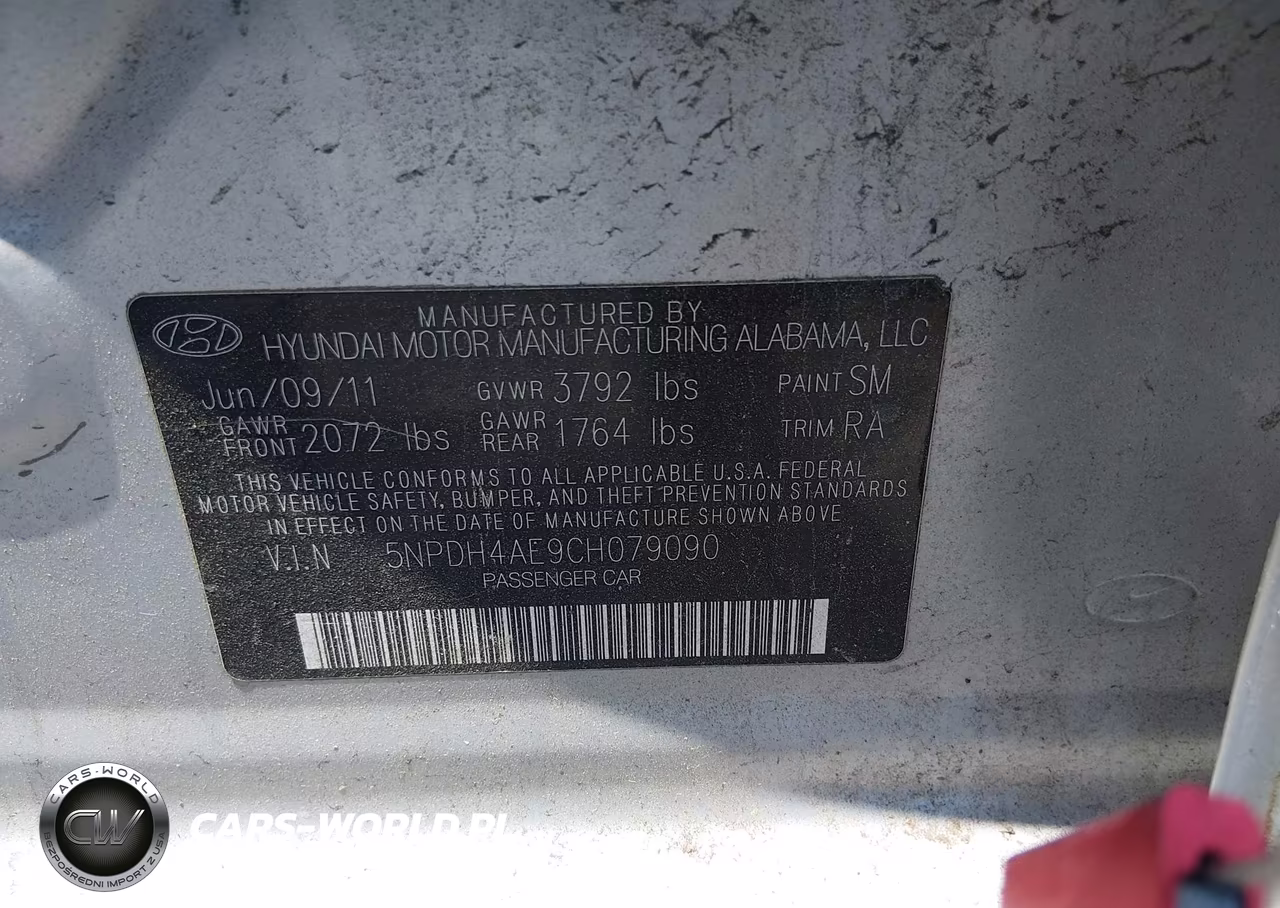 2012 Hyundai Elantra Gls VIN:5NPDH4AE9CH079090 - 9