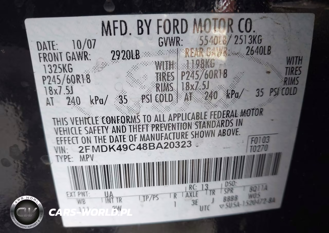 2008 Ford Edge Limited VIN:2FMDK49C48BA20323 - 9