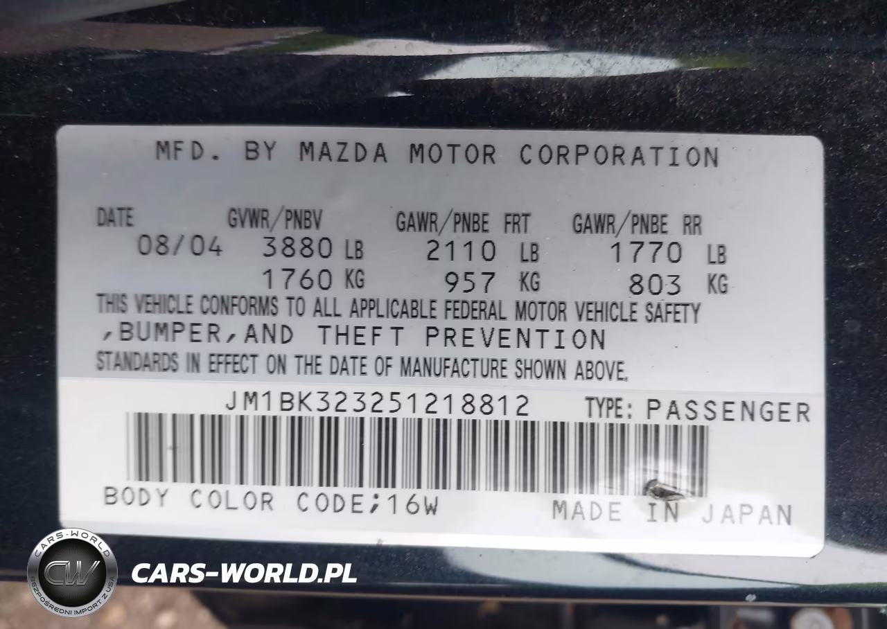 2005 Mazda Mazda3 S VIN:JM1BK323251218812 - 9