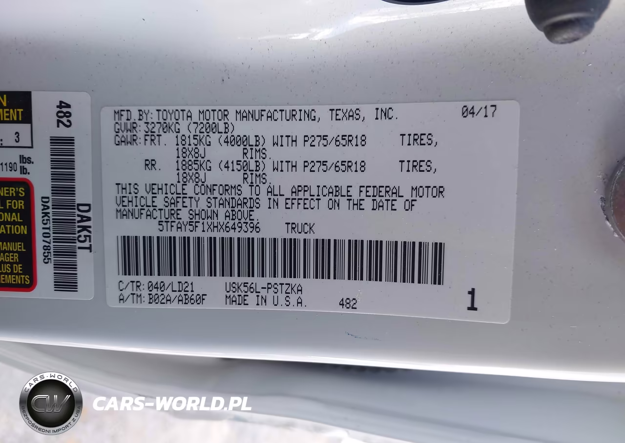 2017 Toyota Tundra 1794 5.7L V8 VIN:5TFAY5F1XHX649396 - 9