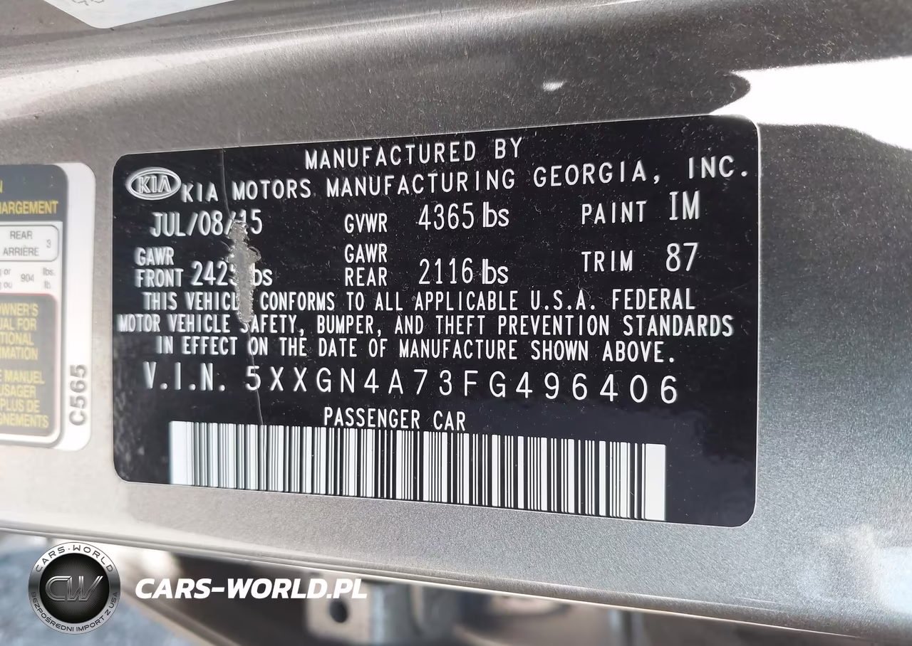 2015 Kia Optima Ex VIN:5XXGN4A73FG496406 - 9