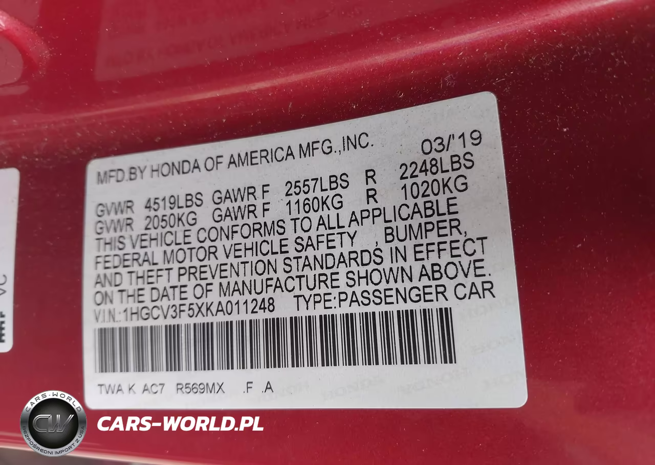 2019 Honda Accord Hybrid Ex-L VIN:1HGCV3F5XKA011248 - 9
