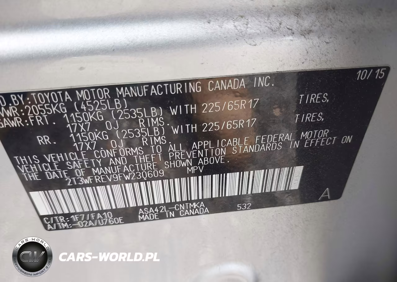2015 Toyota Rav4 Xle VIN:2T3WFREV9FW230609 - 9