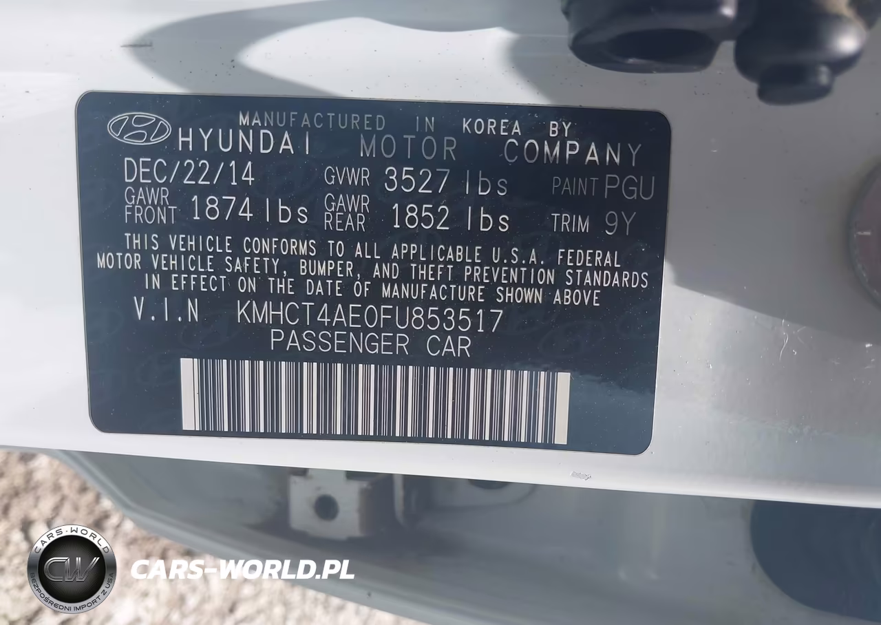 2015 Hyundai Accent Gls VIN:KMHCT4AE0FU853517 - 9