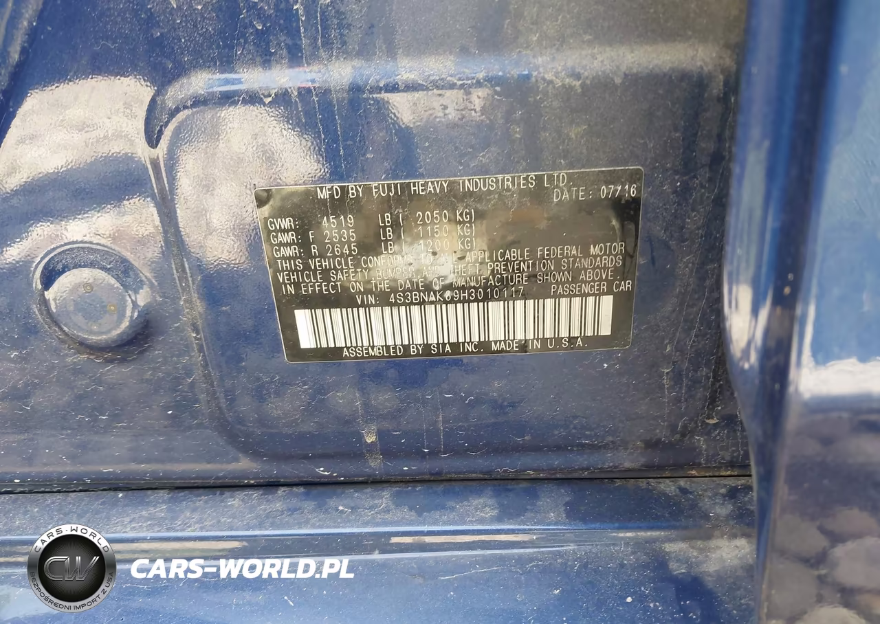 2017 Subaru Legacy 2.5I Limited VIN:4S3BNAK69H3010117 - 9