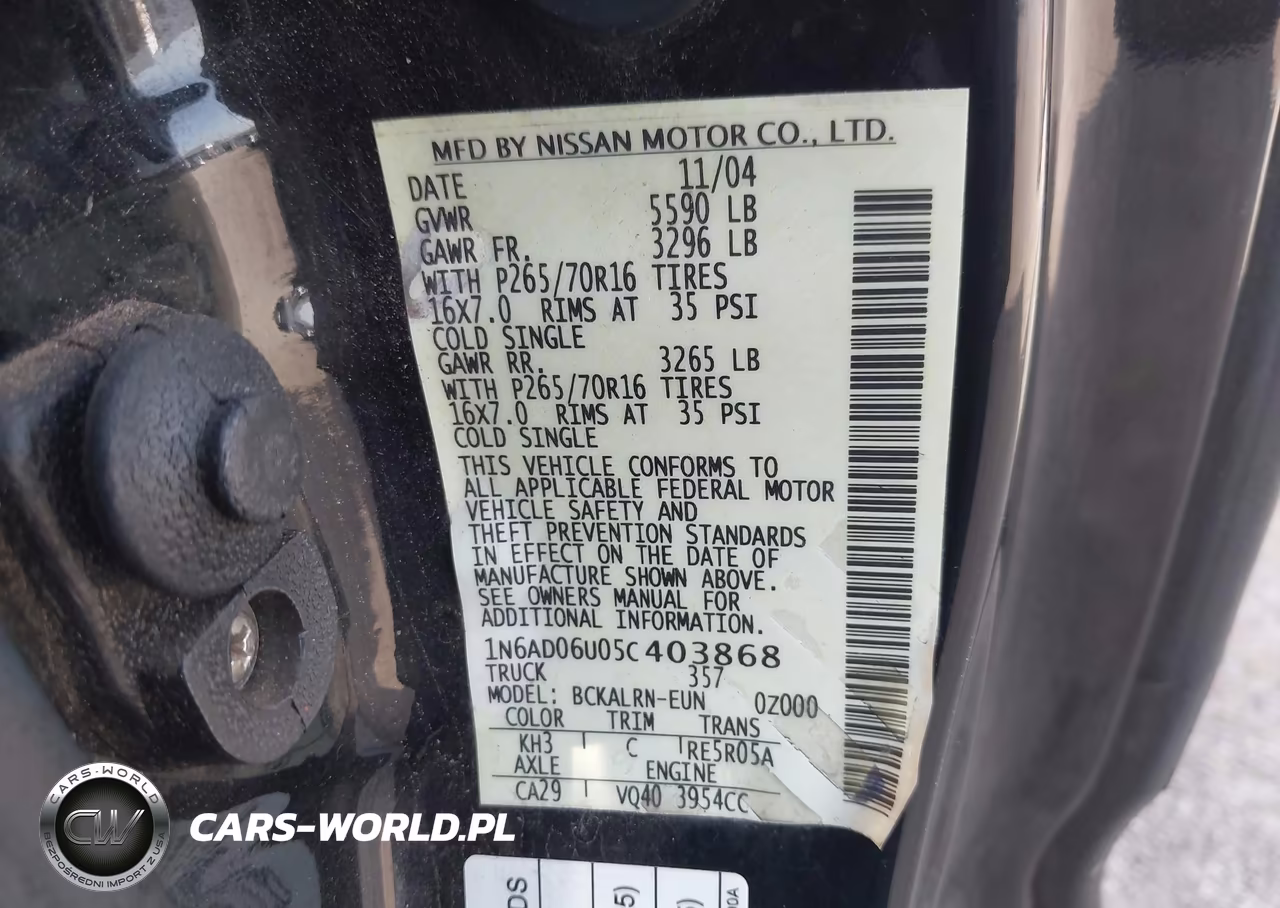 2005 Nissan Frontier 2Wd Se VIN:1N6AD06U05C403868 - 9