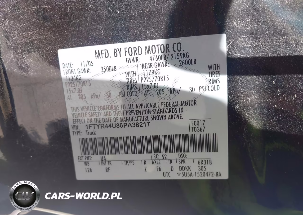 2006 Ford Ranger Sport-Stx-Xlt VIN:1FTYR44U86PA38217 - 9