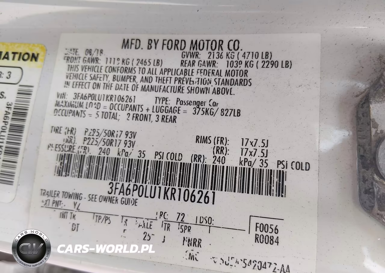 2019 Ford Fusion Hybrid Se VIN:3FA6P0LU1KR106261 - 9