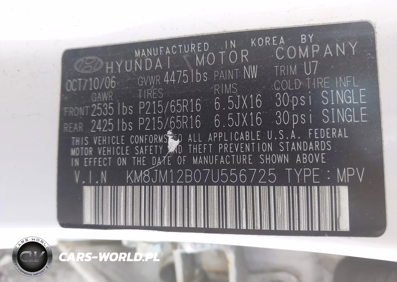 2007 Hyundai Tucson Gls VIN:KM8JM12B07U556725 - 9