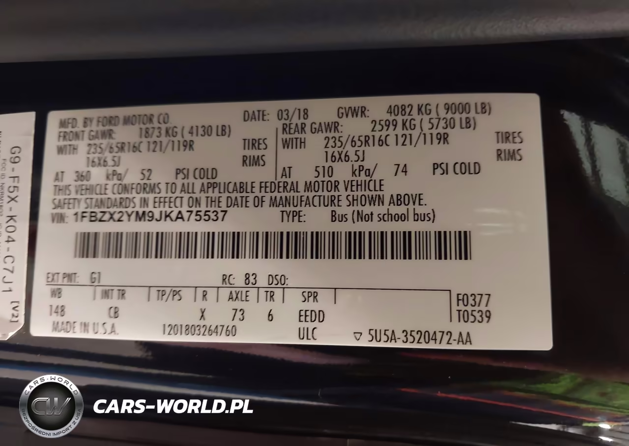 2018 Ford Transit-350 Xl-Xlt VIN:1FBZX2YM9JKA75537 - 9