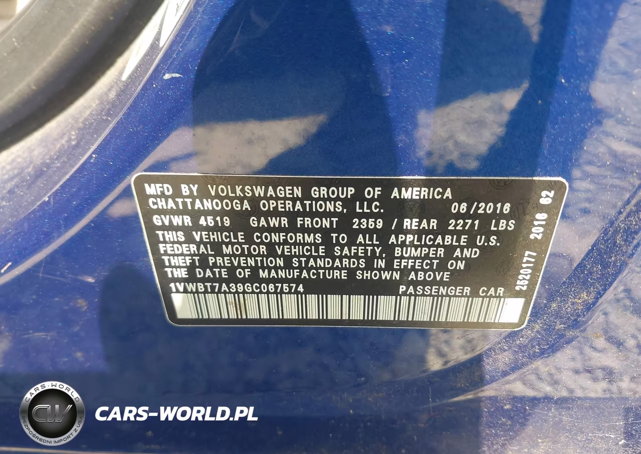 2016 Volkswagen Passat 1.8T Se VIN:1VWBT7A39GC067574 - 9