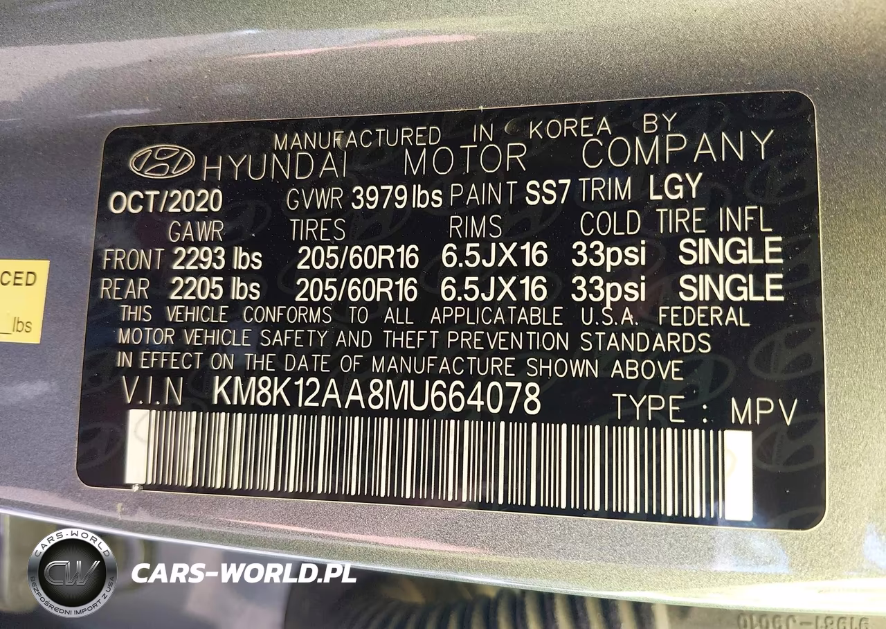 2021 Hyundai Kona Se VIN:KM8K12AA8MU664078 - 9