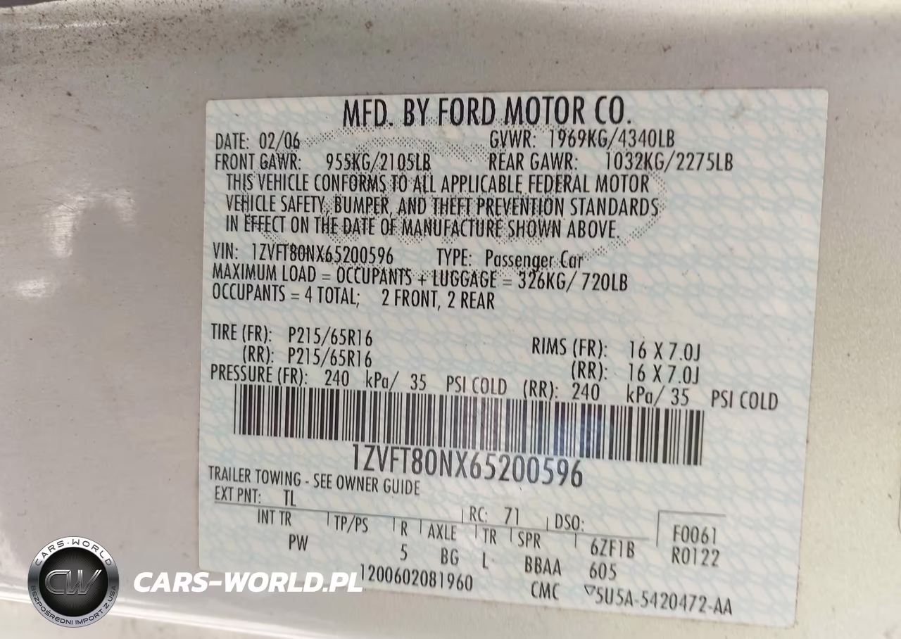 2006 Ford Mustang V6 VIN:1ZVFT80NX65200596 - 9