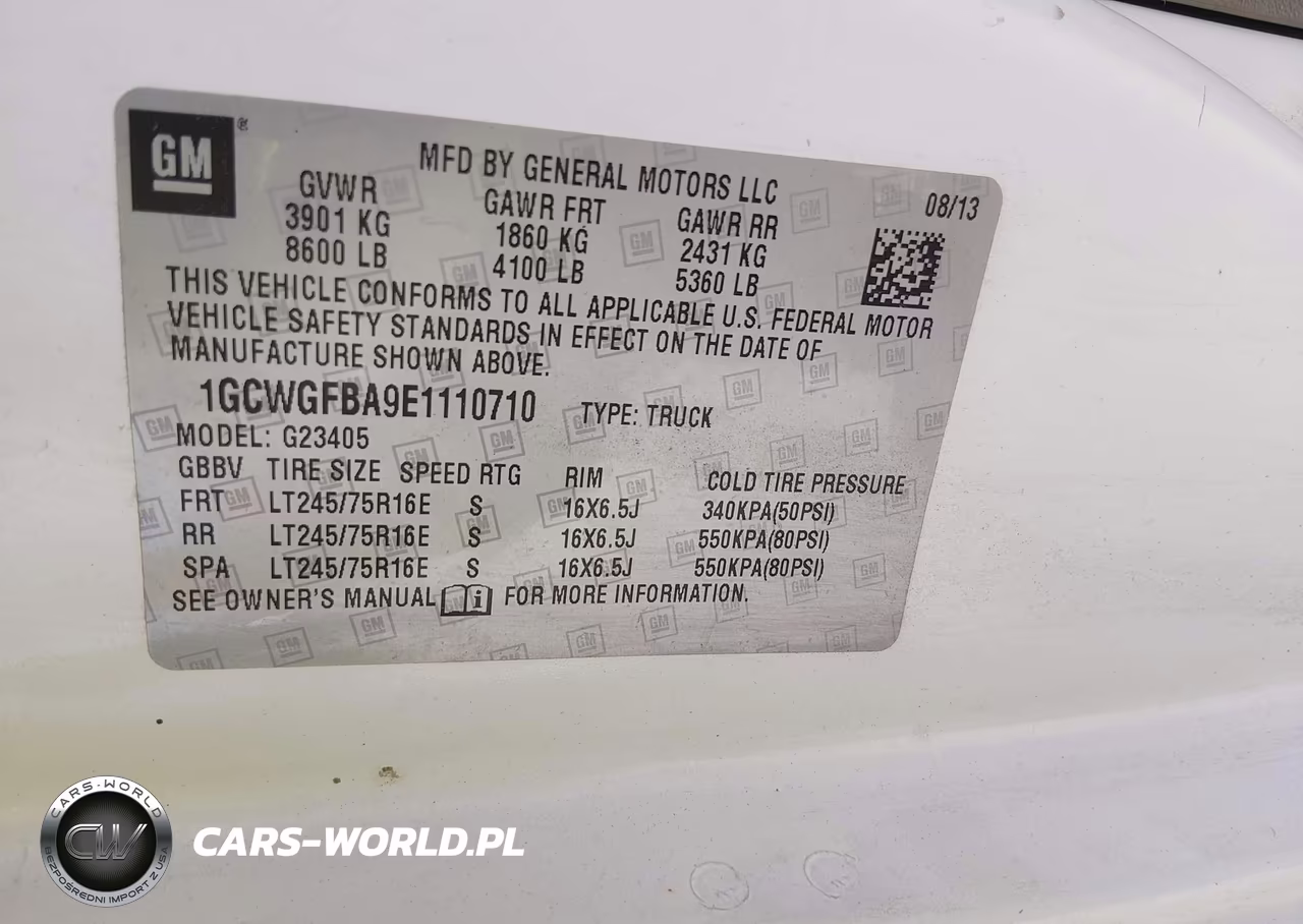 2014 Chevrolet Express 2500 Work Van VIN:1GCWGFBA9E1110710 - 9