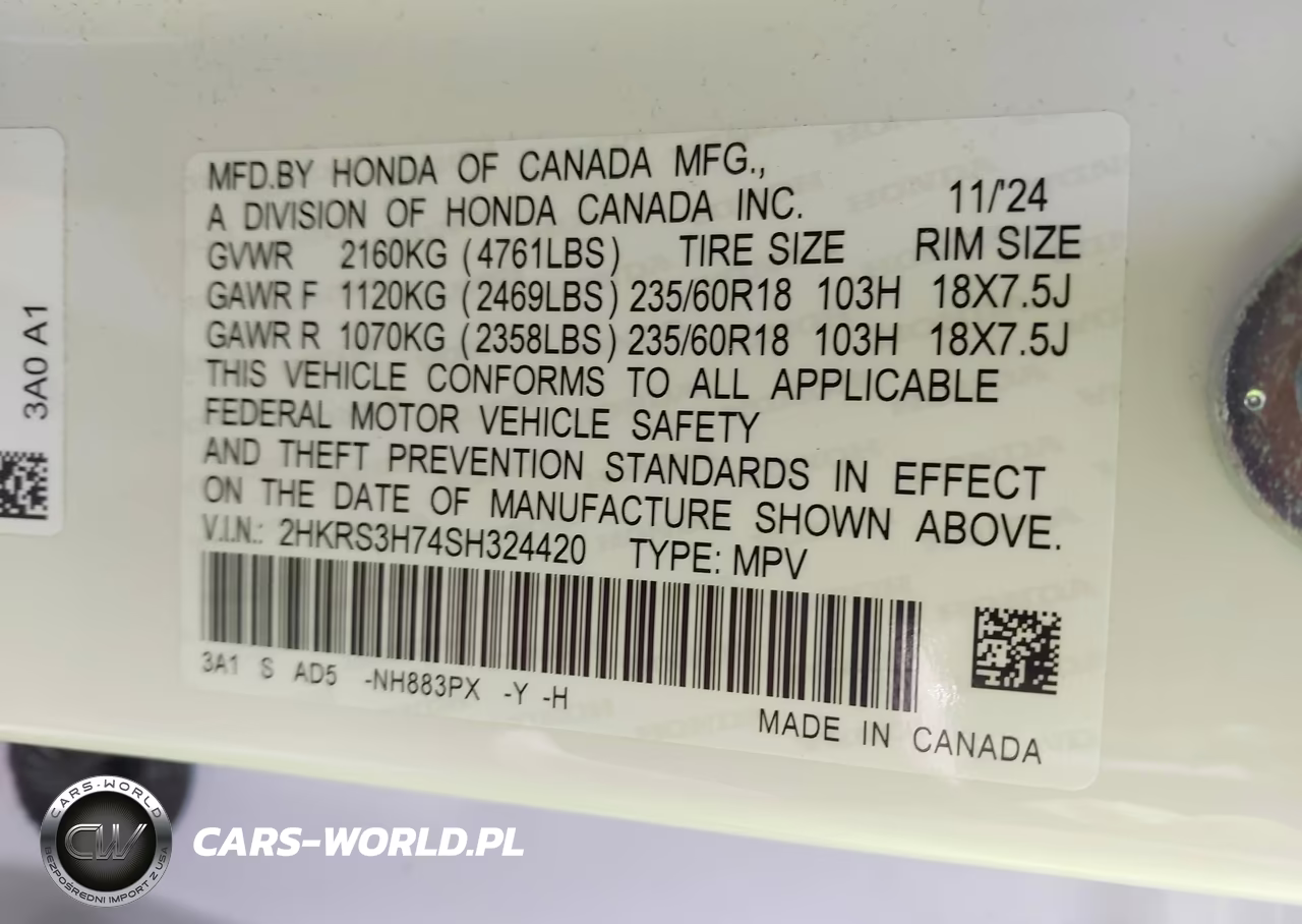 2025 Honda Cr-V Ex-L 2Wd VIN:2HKRS3H74SH324420 - 9