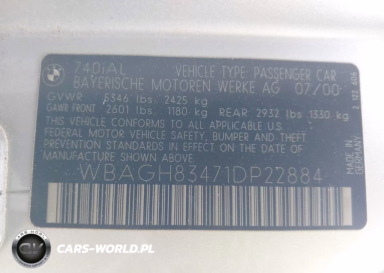 2001 BMW 740Il VIN:WBAGH83471DP22884 - 9