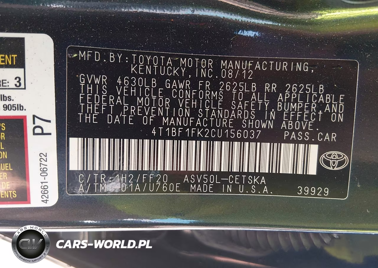 2012 Toyota Camry Se VIN:4T1BF1FK2CU156037 - 9