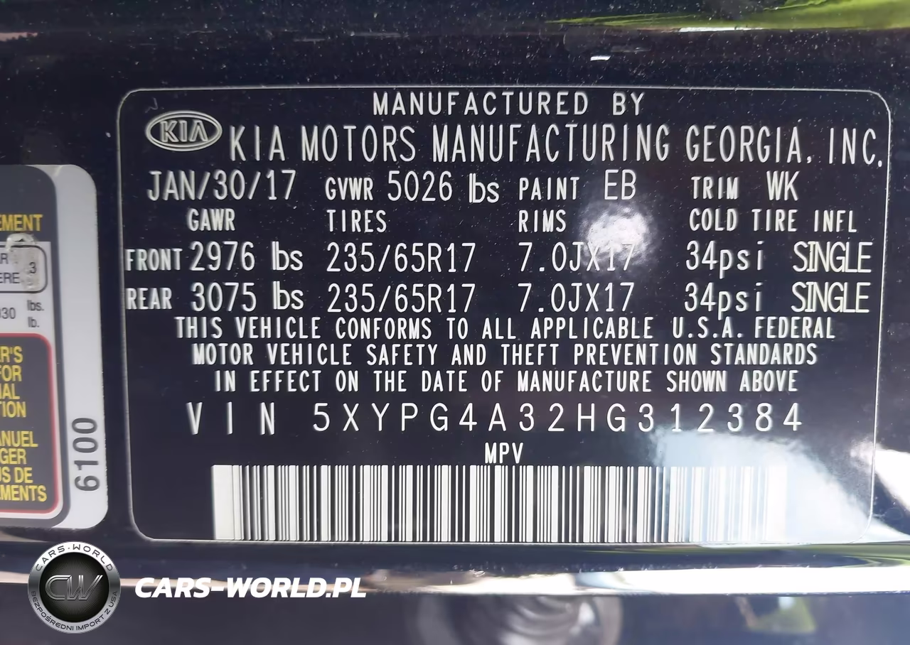 2017 Kia Sorento 2.4L L VIN:5XYPG4A32HG312384 - 9