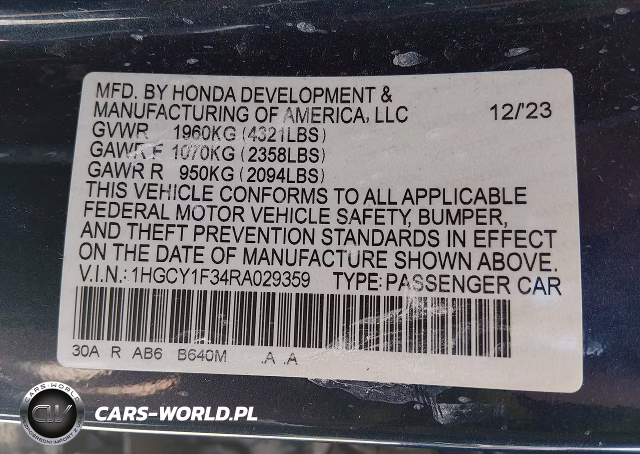 2024 Honda Accord Ex VIN:1HGCY1F34RA029359 - 9