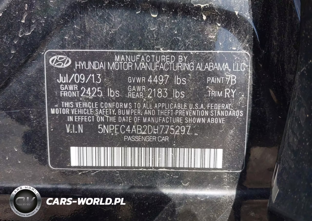 2013 Hyundai Sonata Se 2.0T VIN:5NPEC4AB2DH775297 - 9