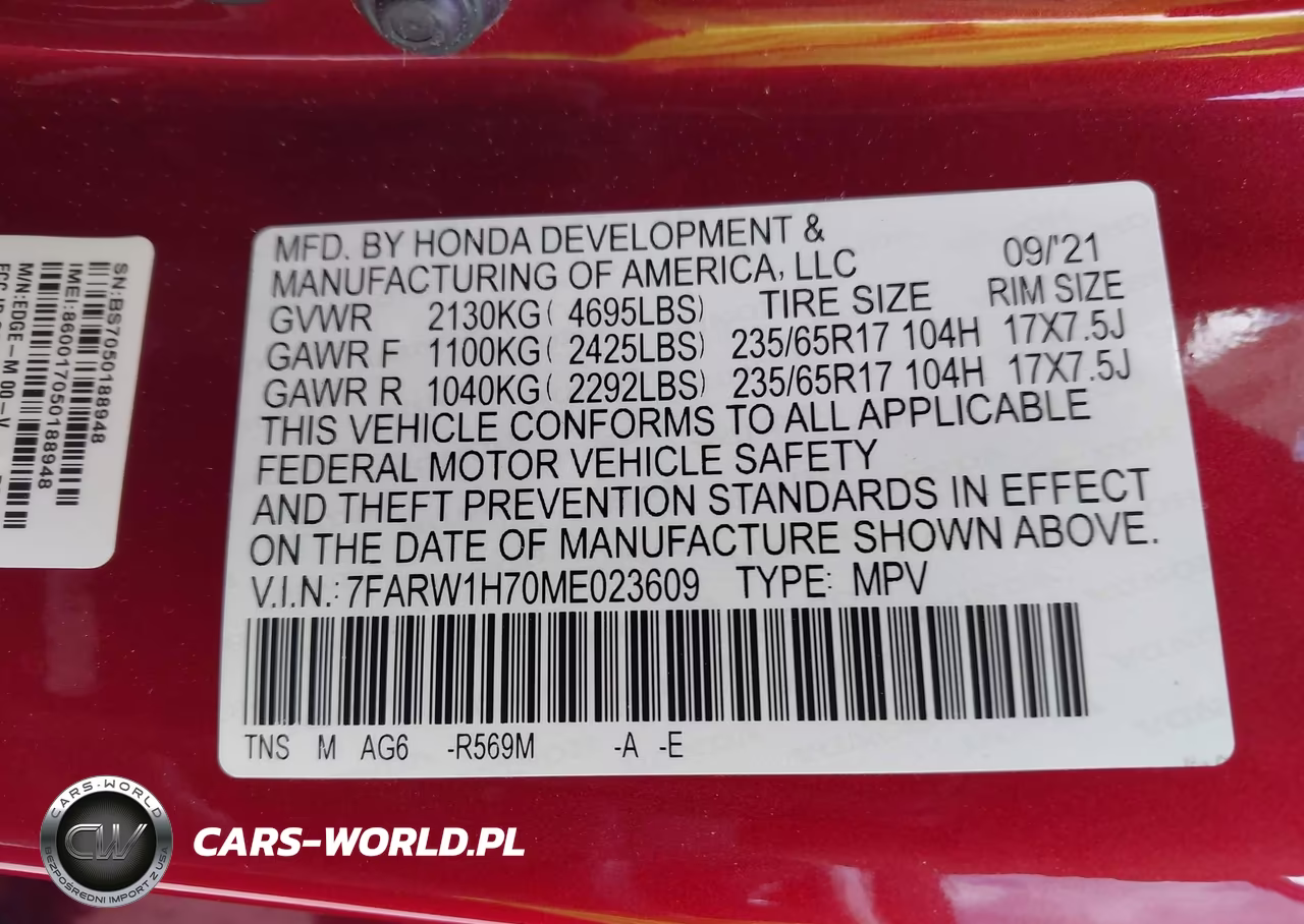 2021 Honda Cr-V 2Wd Special Edition VIN:7FARW1H70ME023609 - 9